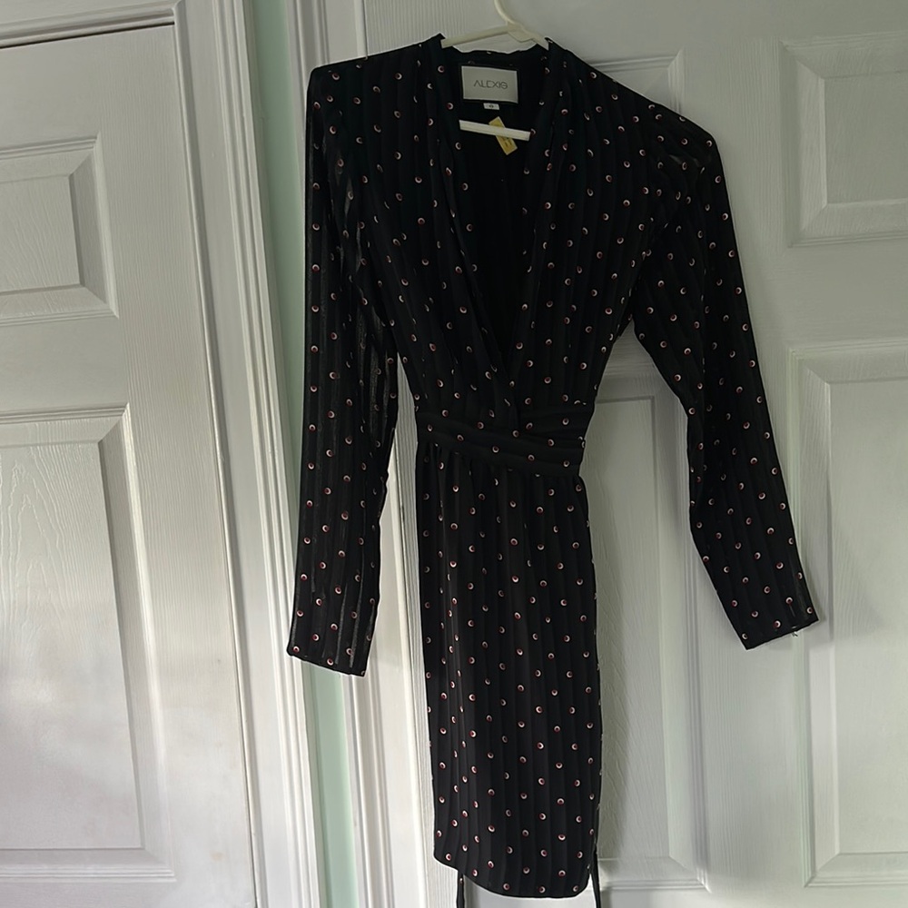 ALEXIS Navy Patterned Women's Dress Small